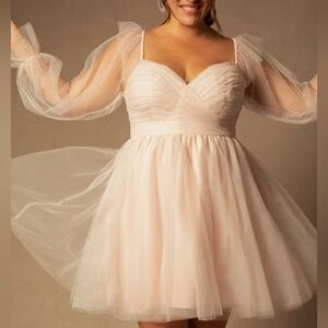 Eloquii Pink Babydoll Mini Dress with Sweetheart Neckline